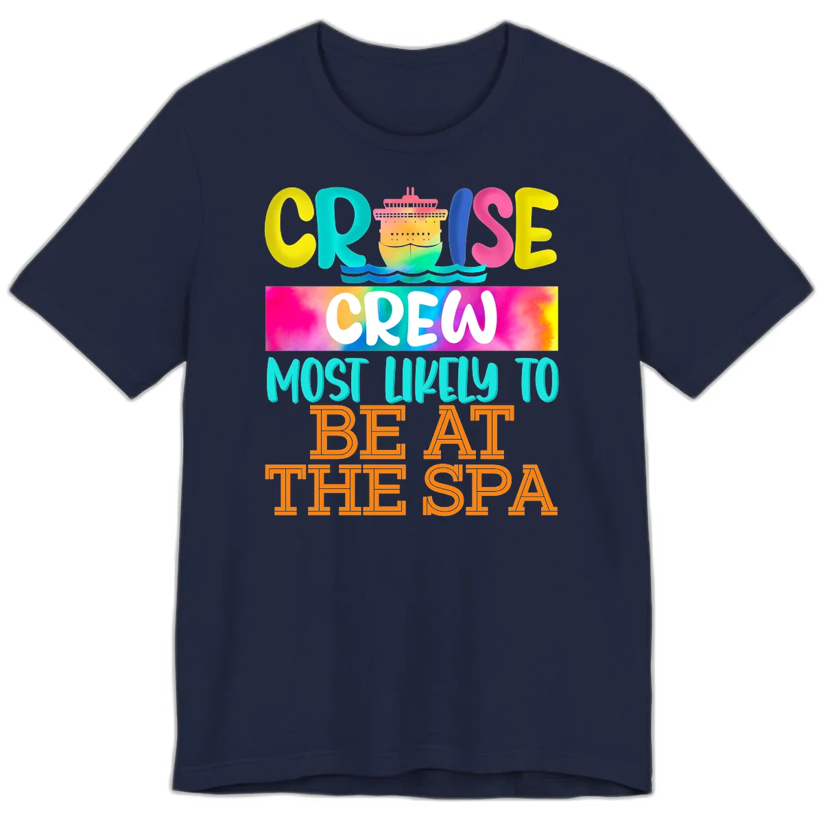 Cruise Crew Most Likely To Beat The Spa Premium T-Shirt in Navy