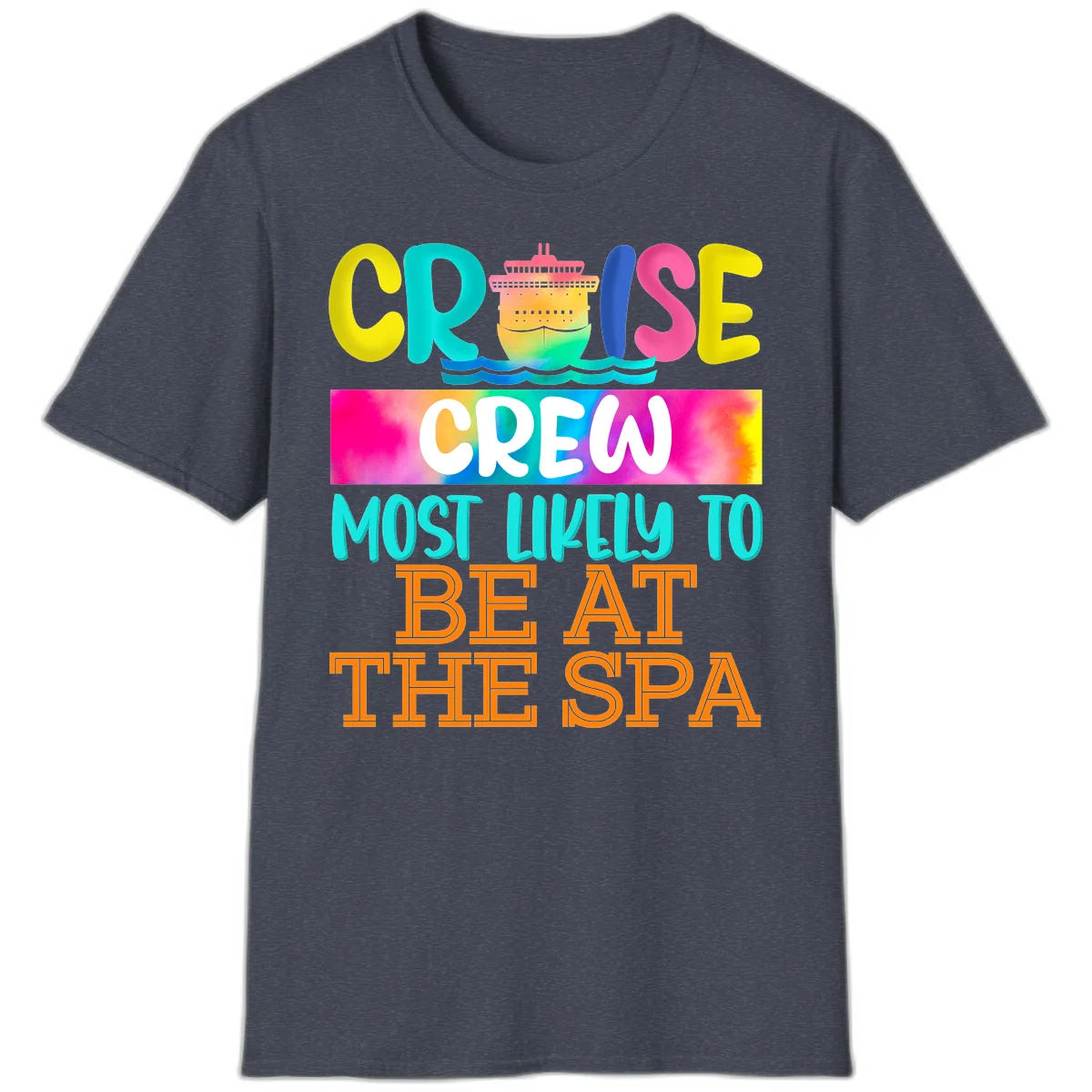 Cruise Crew Most Likely To Beat The Spa T-Shirt in Heather Navy