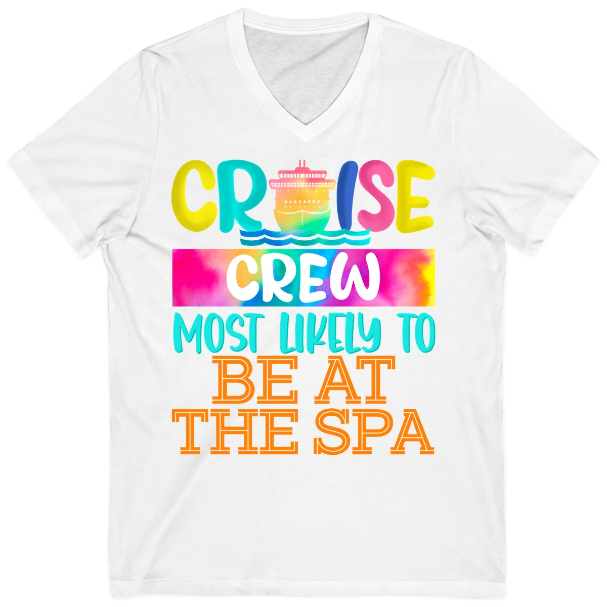Cruise Crew Most Likely To Beat The Spa V-Neck in White