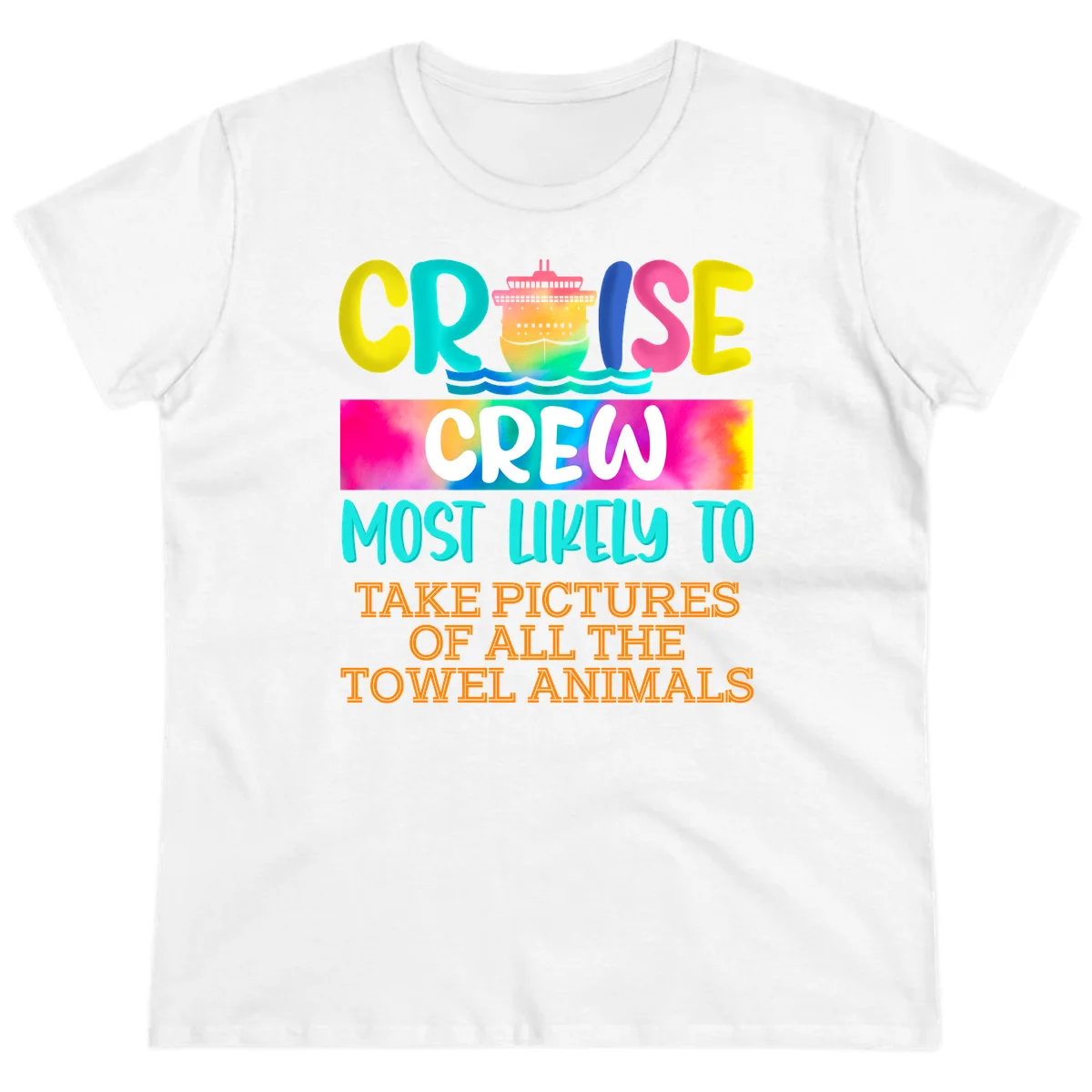 Cruise Crew Most Likely To Take Pictures Ladies Tee in White
