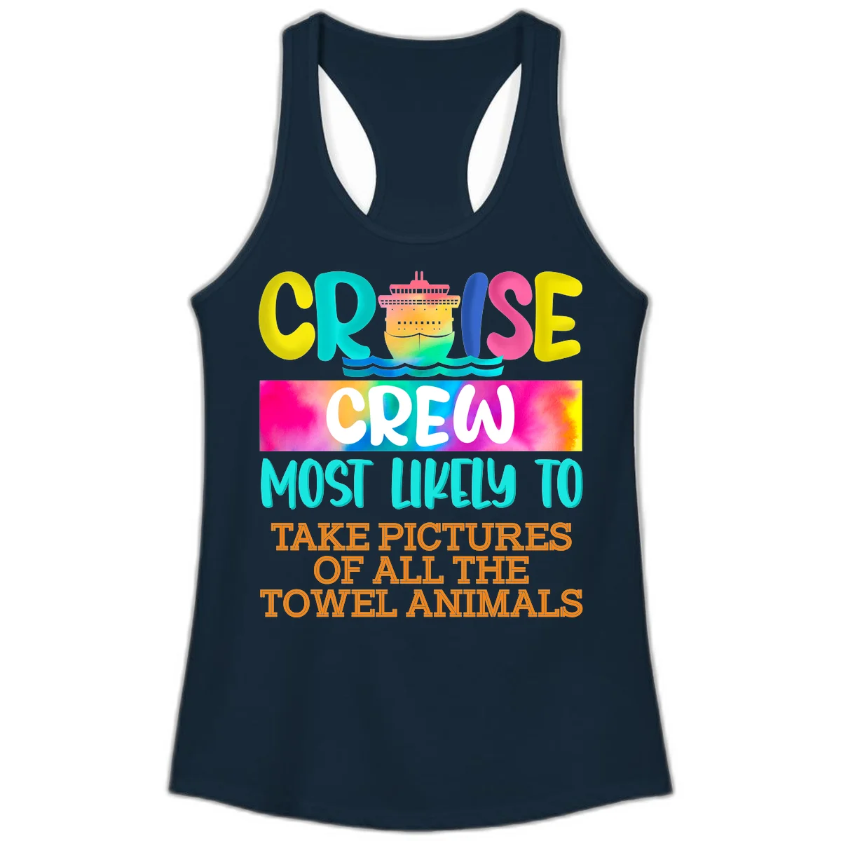 Cruise Crew Most Likely To Take Pictures Ladies Tank in Solid Midnight Navy