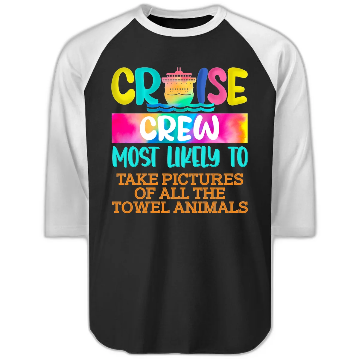 Cruise Crew Most Likely To Take Pictures Raglan 3/4 in Black White