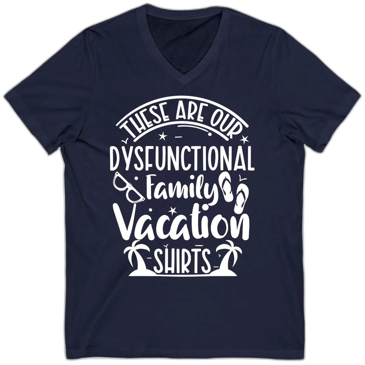 Dysfunctional Family Vacation V-Neck in Navy