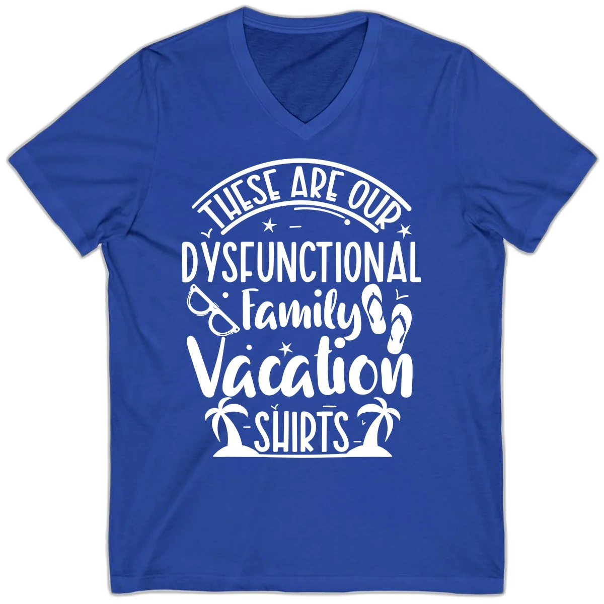 Dysfunctional Family Vacation V-Neck in True Royal