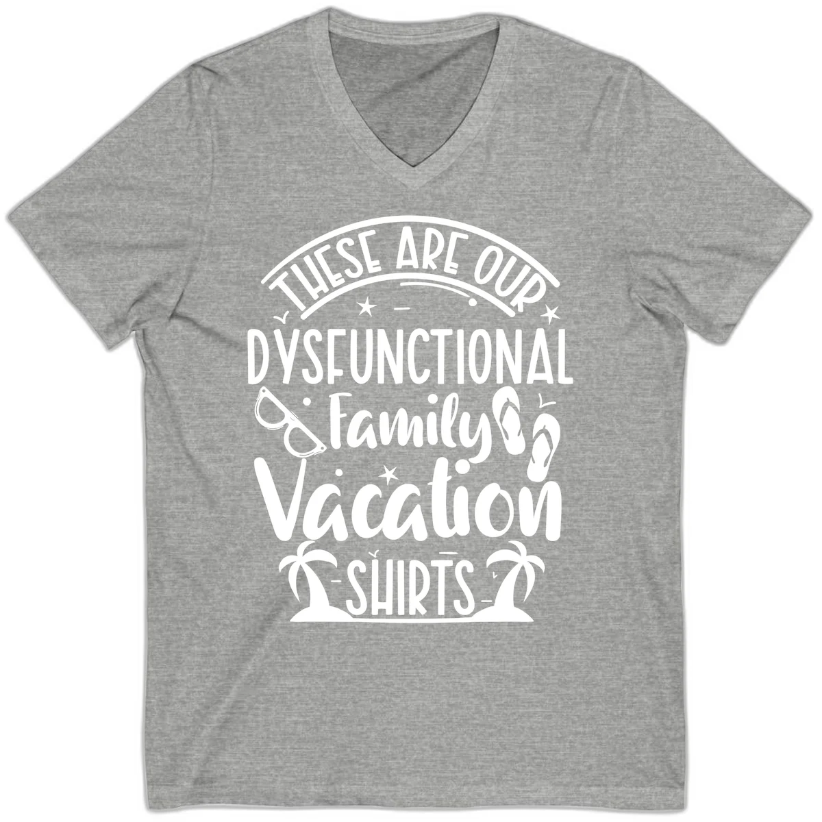 Dysfunctional Family Vacation V-Neck in Athletic Heather
