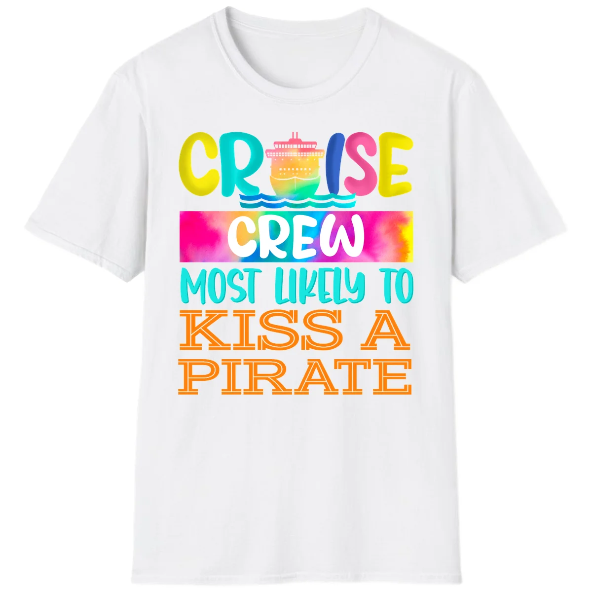 Cruise Crew Most Likely To Kiss A Pirate T-Shirt in White