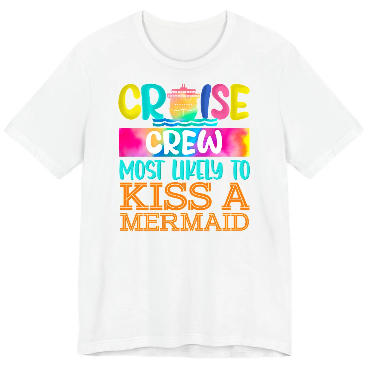 Cruise Crew Most Likely To Kiss A Mermaid Premium T-Shirt in White