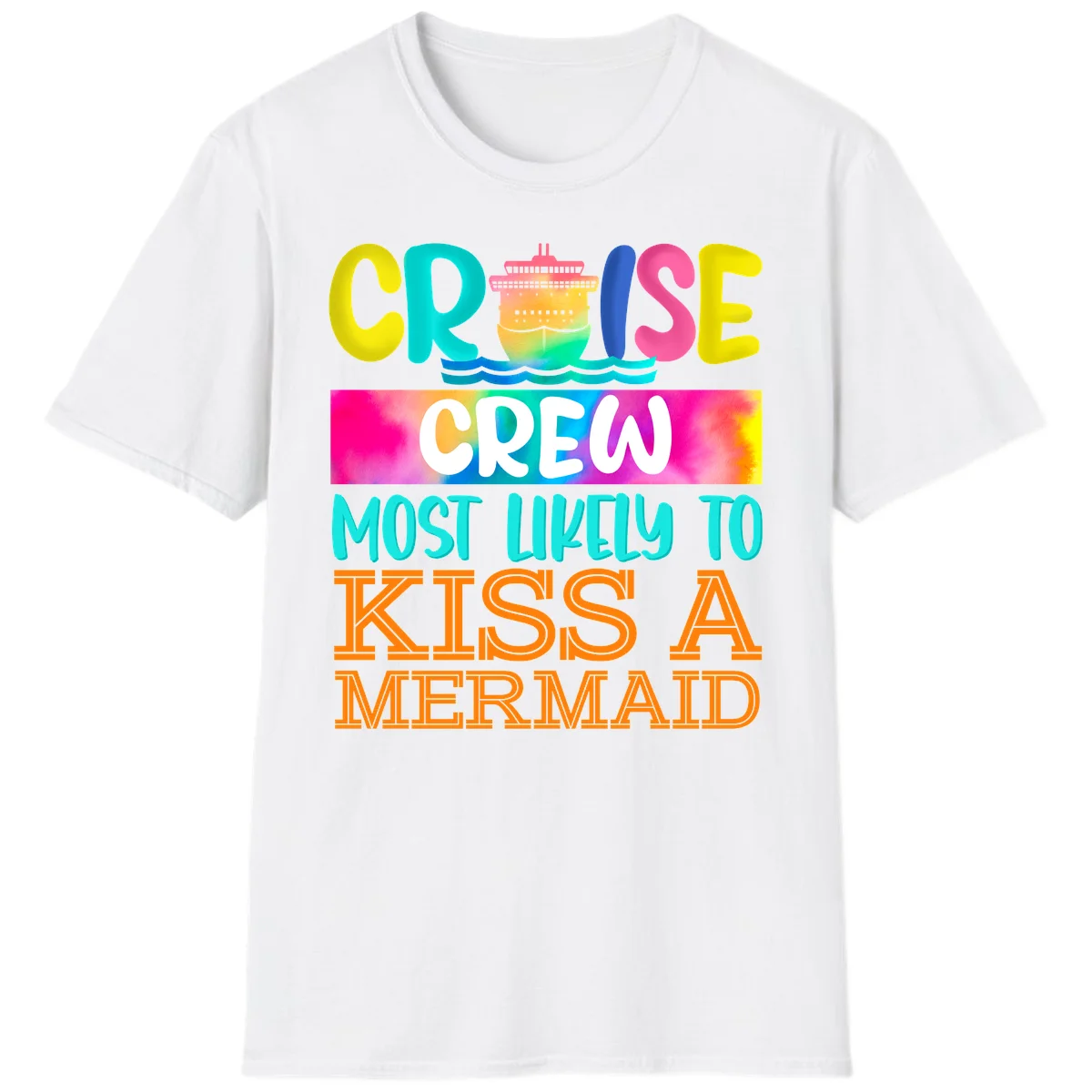 Cruise Crew Most Likely To Kiss A Mermaid T-Shirt in White