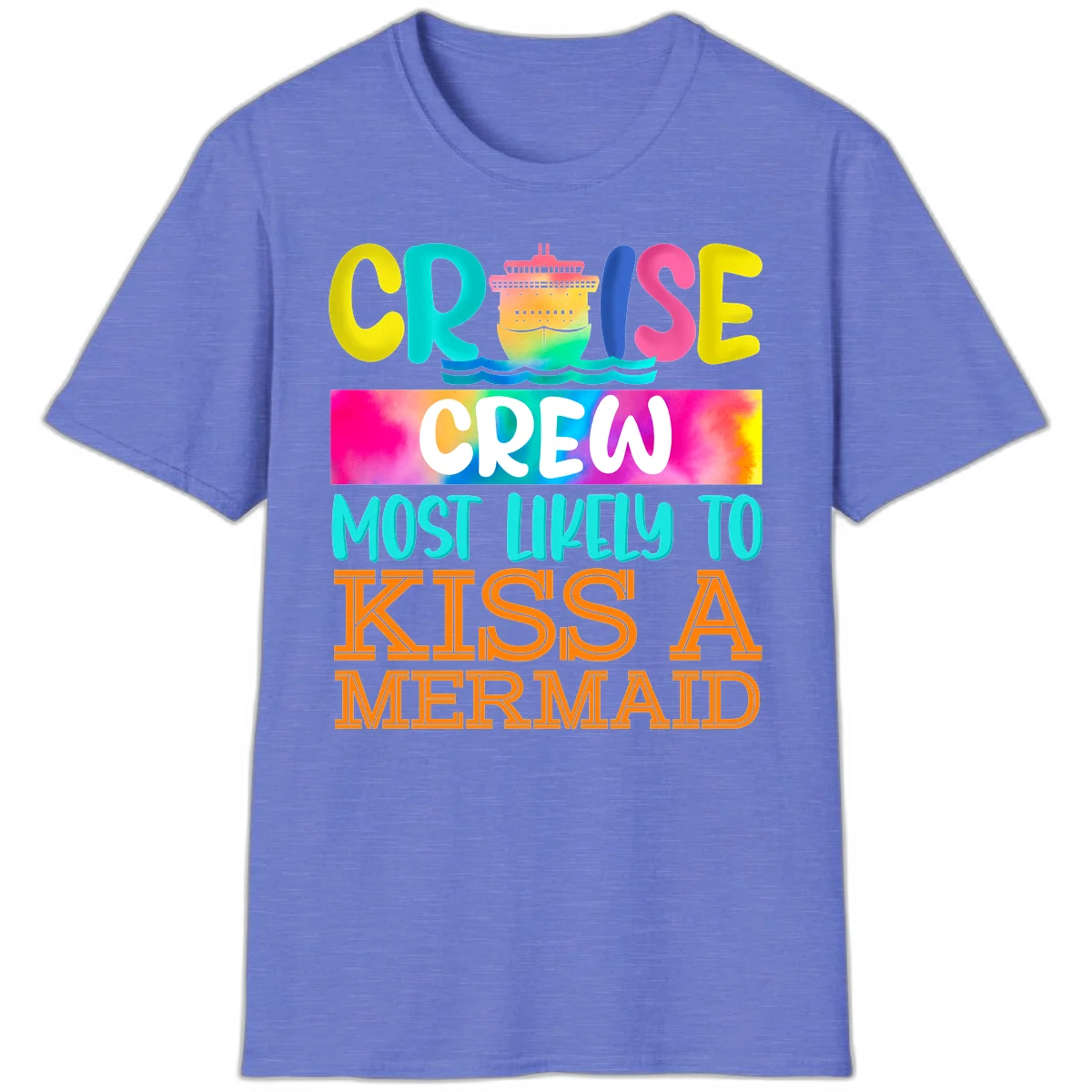 Cruise Crew Most Likely To Kiss A Mermaid T-Shirt in Heather Royal