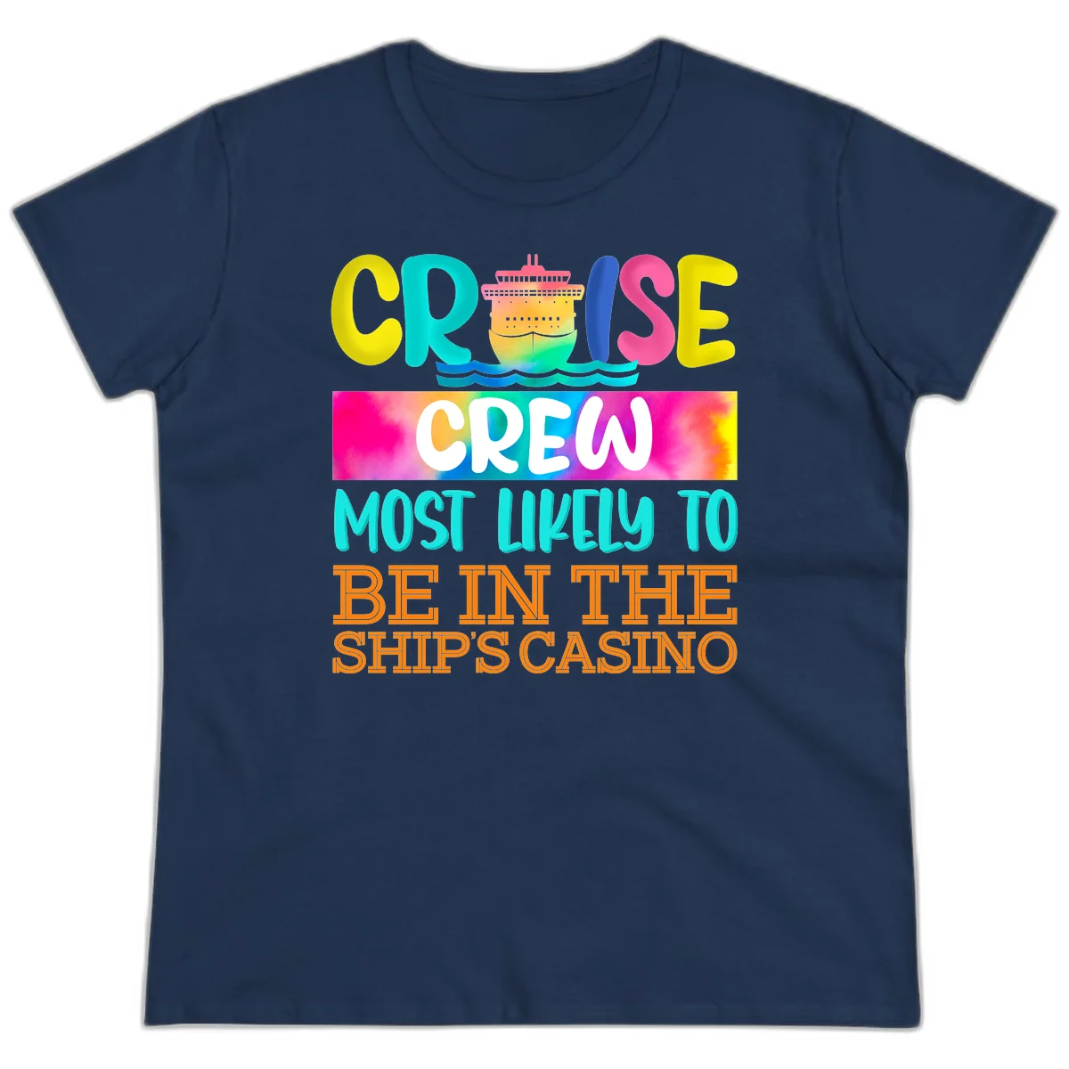 Cruise Crew Most Likely Casino Ladies Tee in Navy