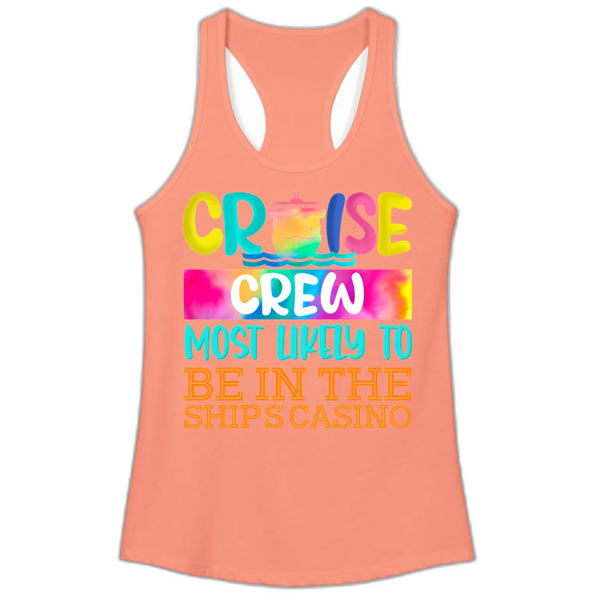 Cruise Crew Most Likely Casino Ladies Tank in Solid Light Orange