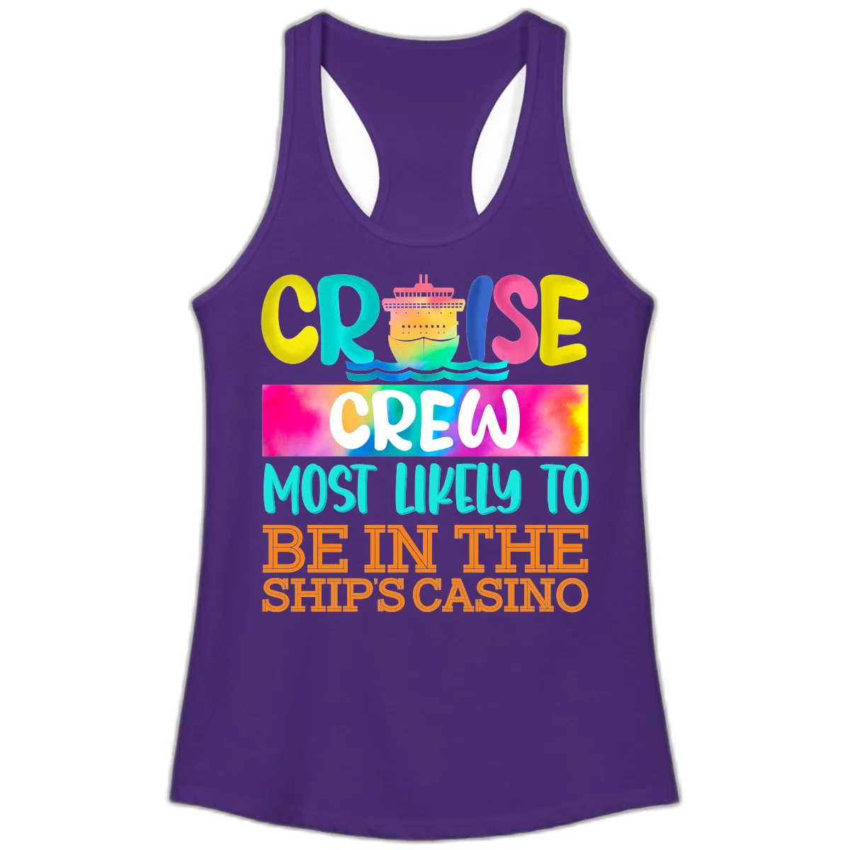 Cruise Crew Most Likely Casino Ladies Tank in Solid Purple Rush