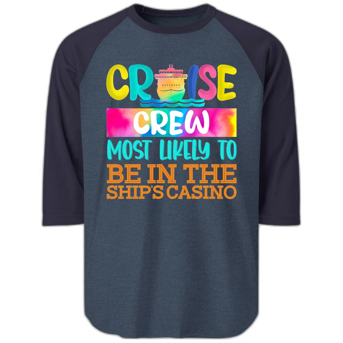 Cruise Crew Most Likely Casino Raglan 3/4 in Heather Denim Navy