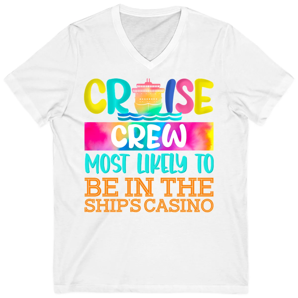 Cruise Crew Most Likely Casino V-Neck in White