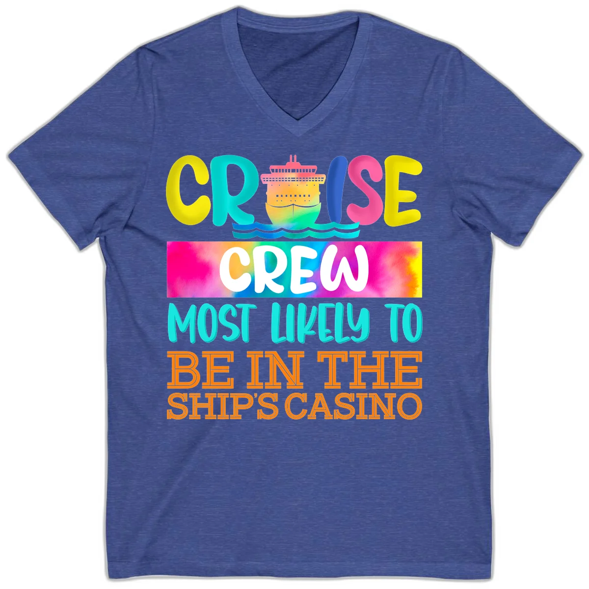 Cruise Crew Most Likely Casino V-Neck in Heather True Royal