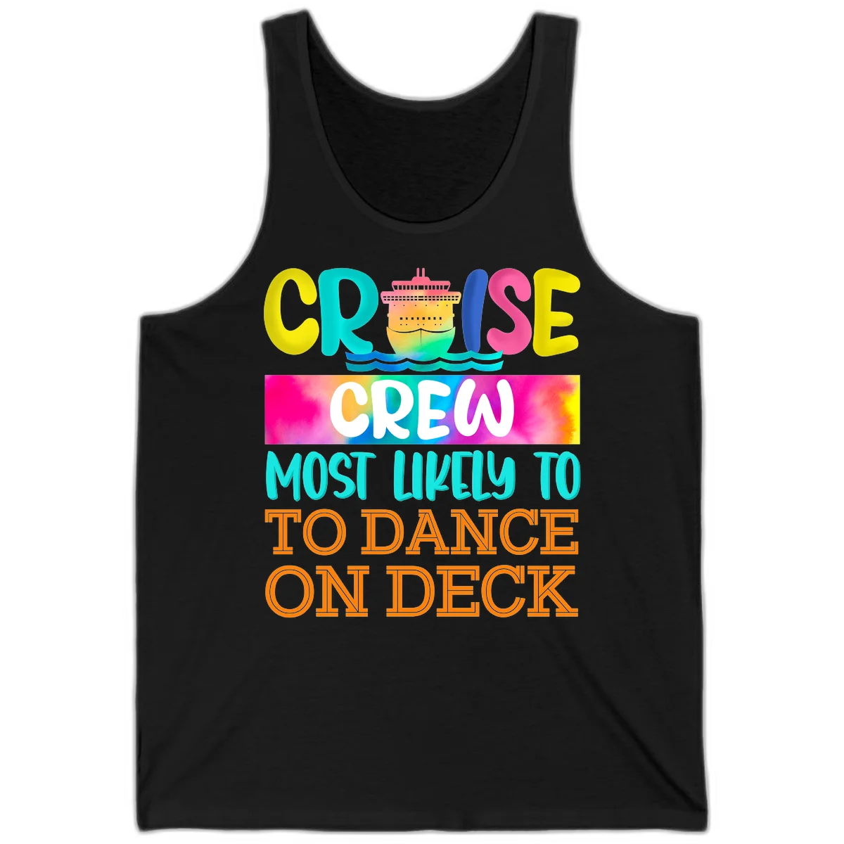 Cruise Crew Most Likely To Dance On Deck Tank in Black
