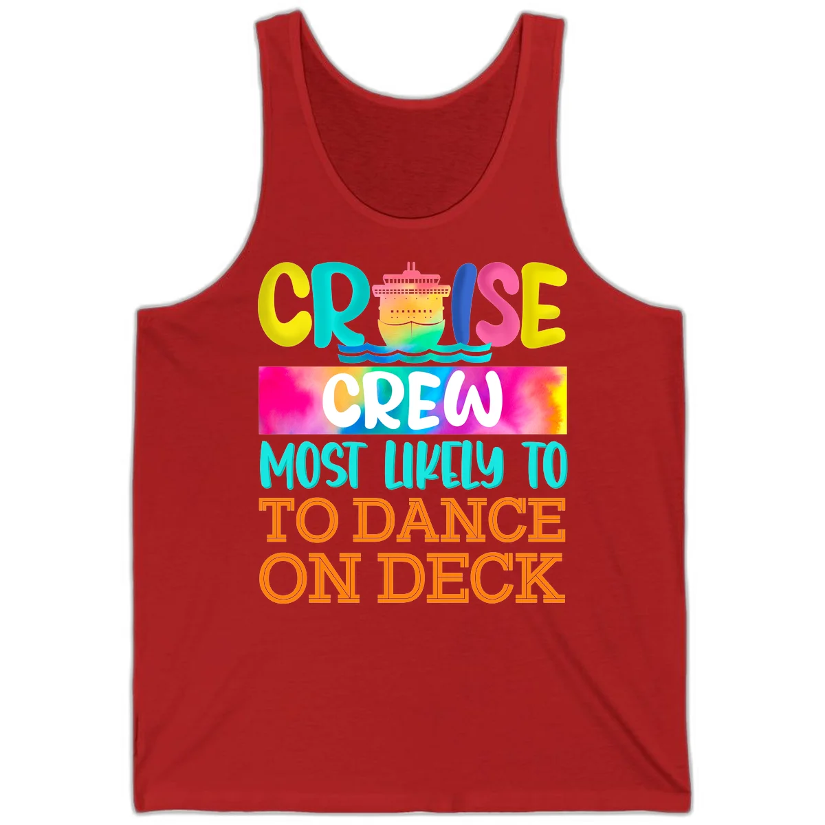 Cruise Crew Most Likely To Dance On Deck Tank in Red