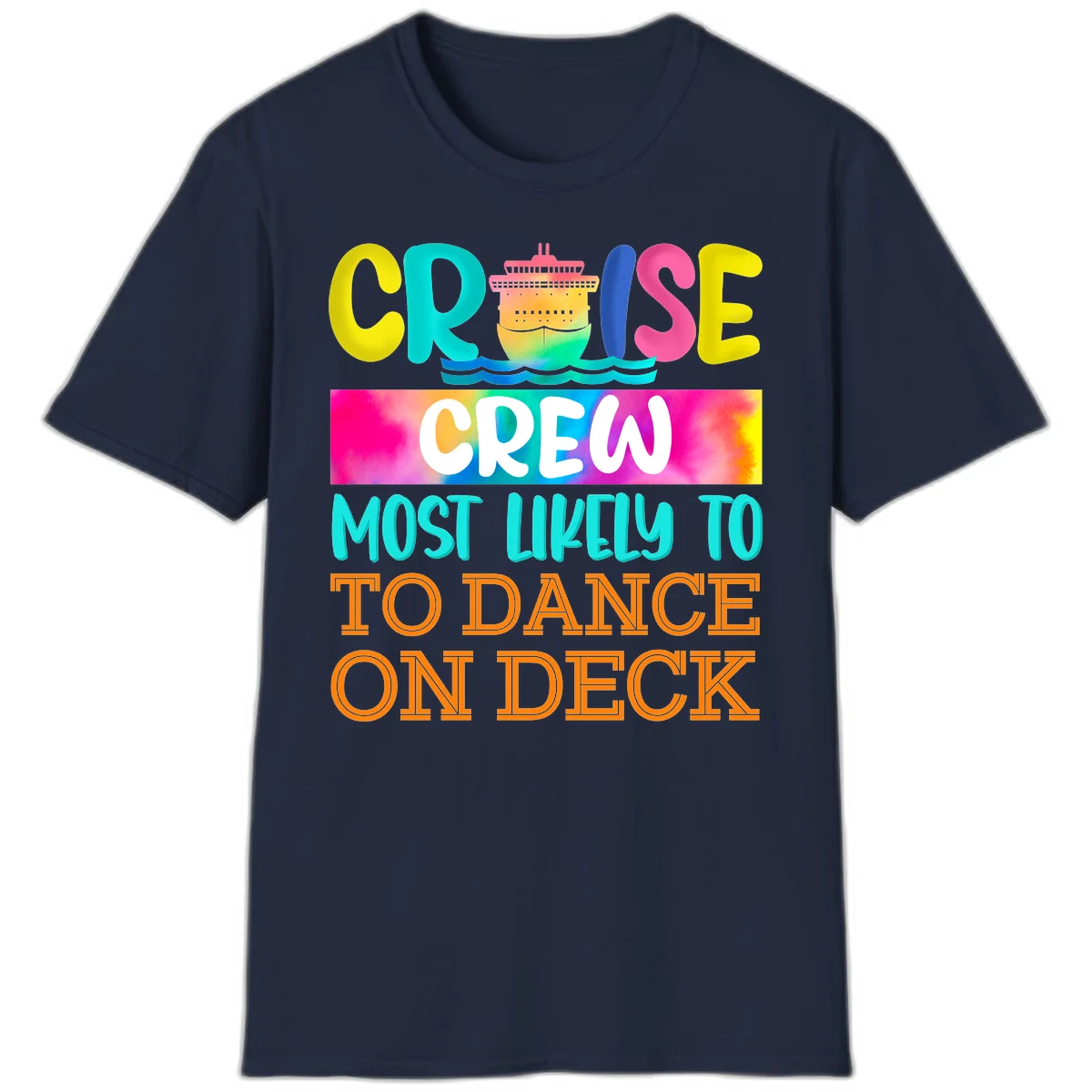 Cruise Crew Most Likely To Dance On Deck T-Shirt in Navy
