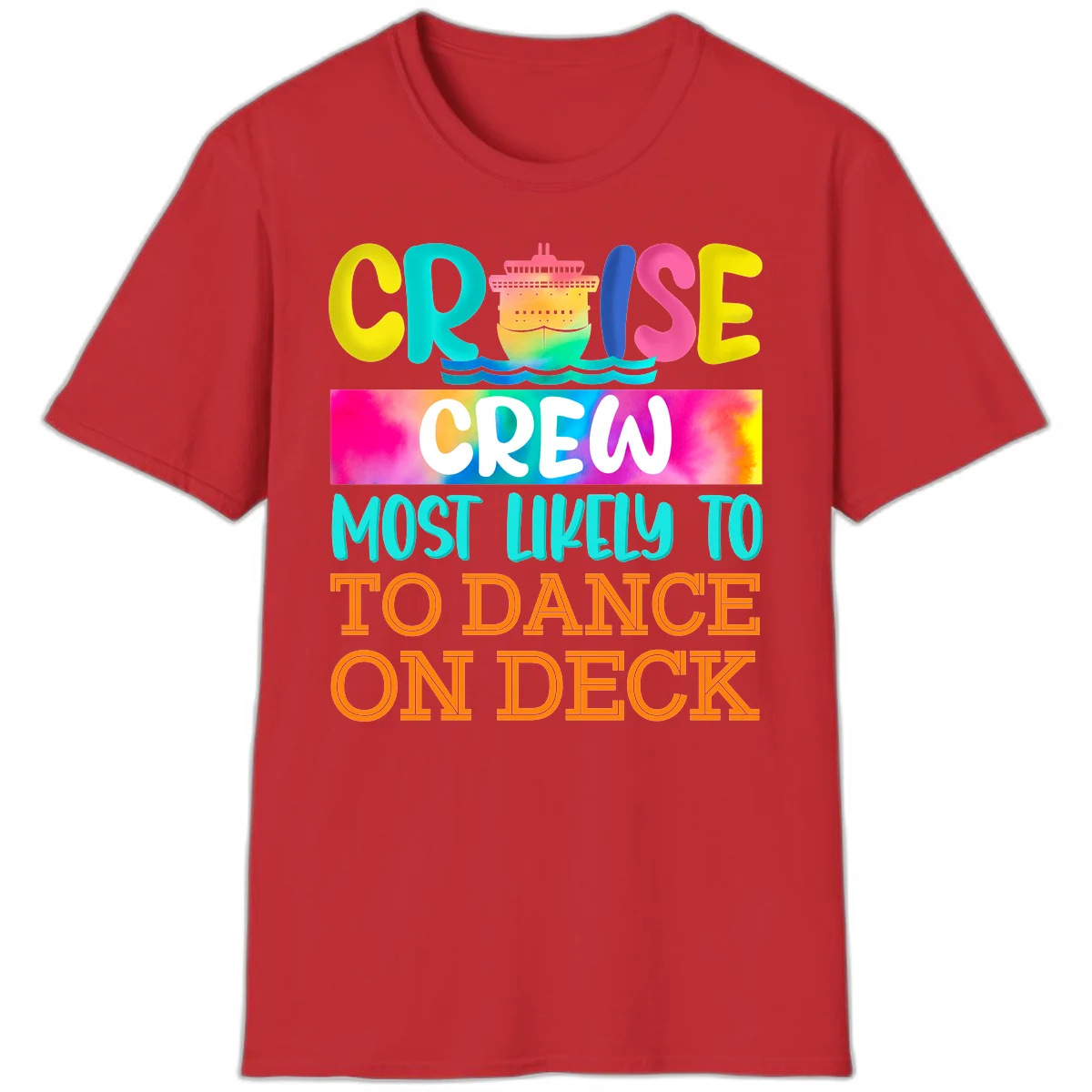 Cruise Crew Most Likely To Dance On Deck T-Shirt in Red