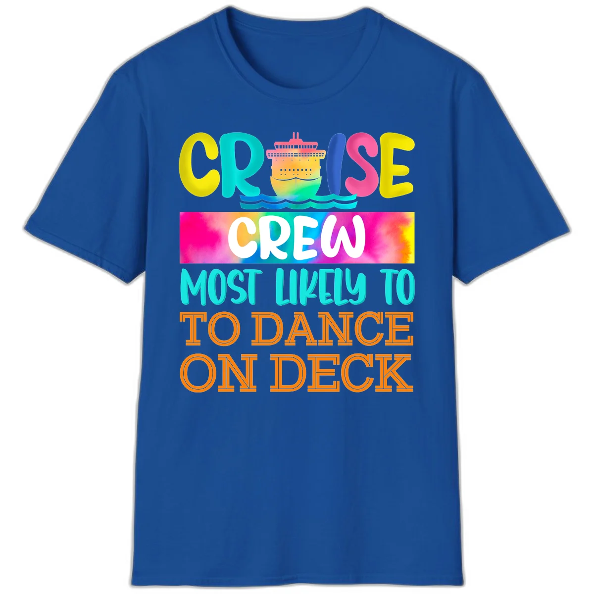 Cruise Crew Most Likely To Dance On Deck T-Shirt in Royal
