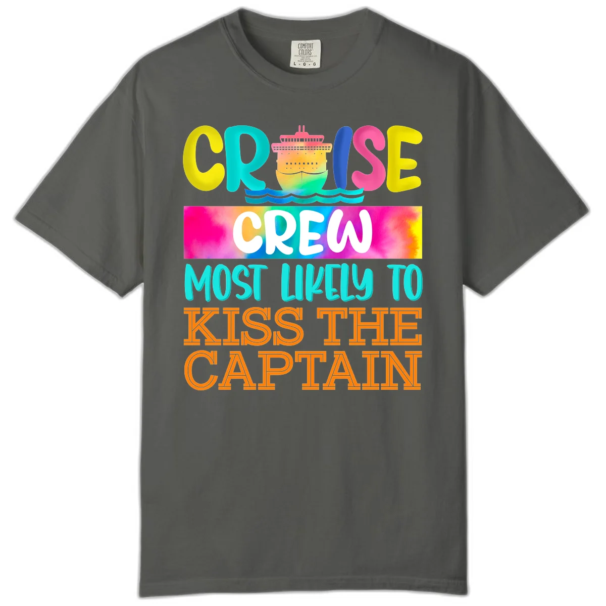 Cruise Crew Most Likely To Kiss The Captain Comfort Color in Pepper