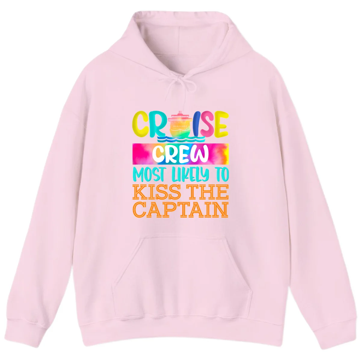 Cruise Crew Most Likely To Kiss The Captain Hoodie in Light Pink