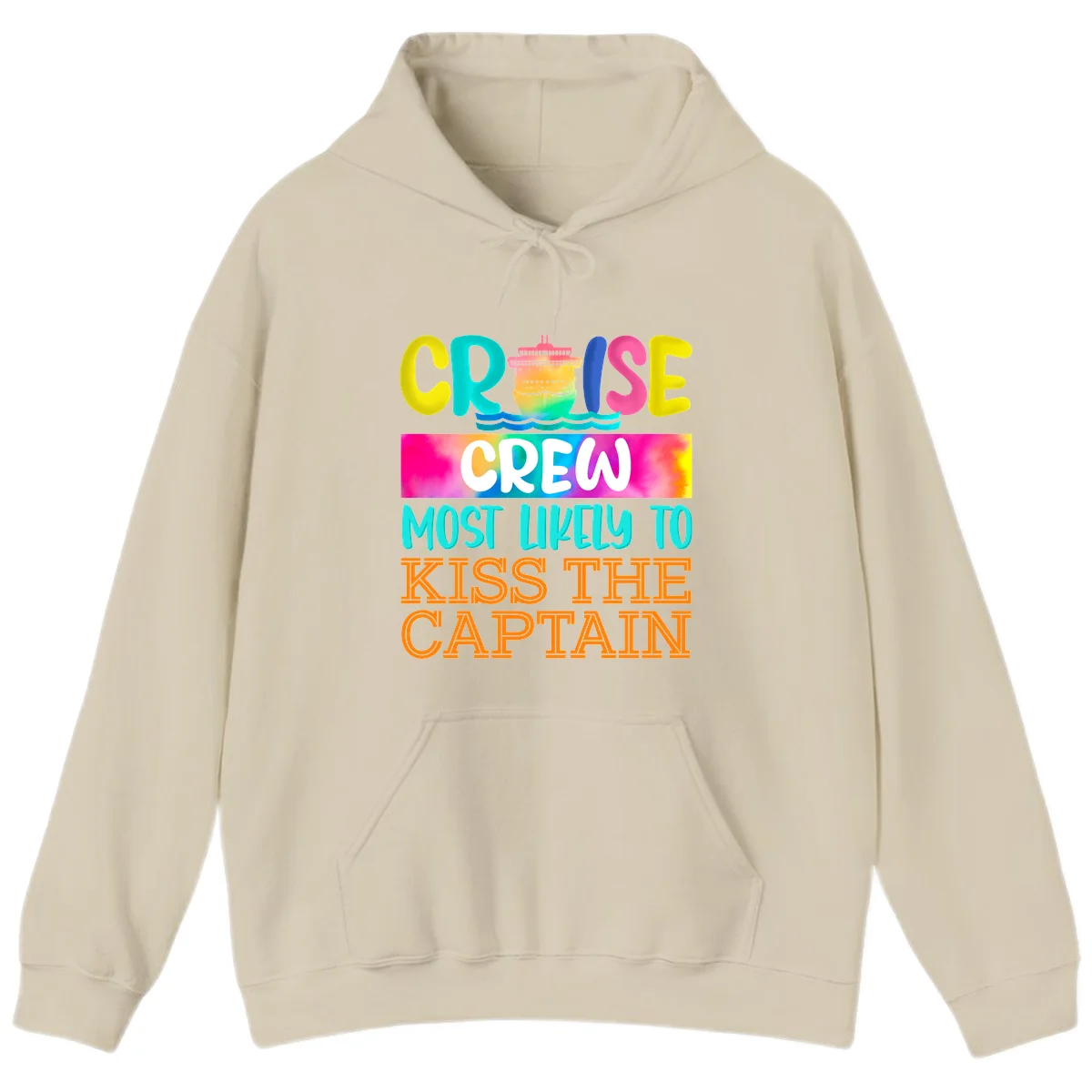 Cruise Crew Most Likely To Kiss The Captain Hoodie in Sand
