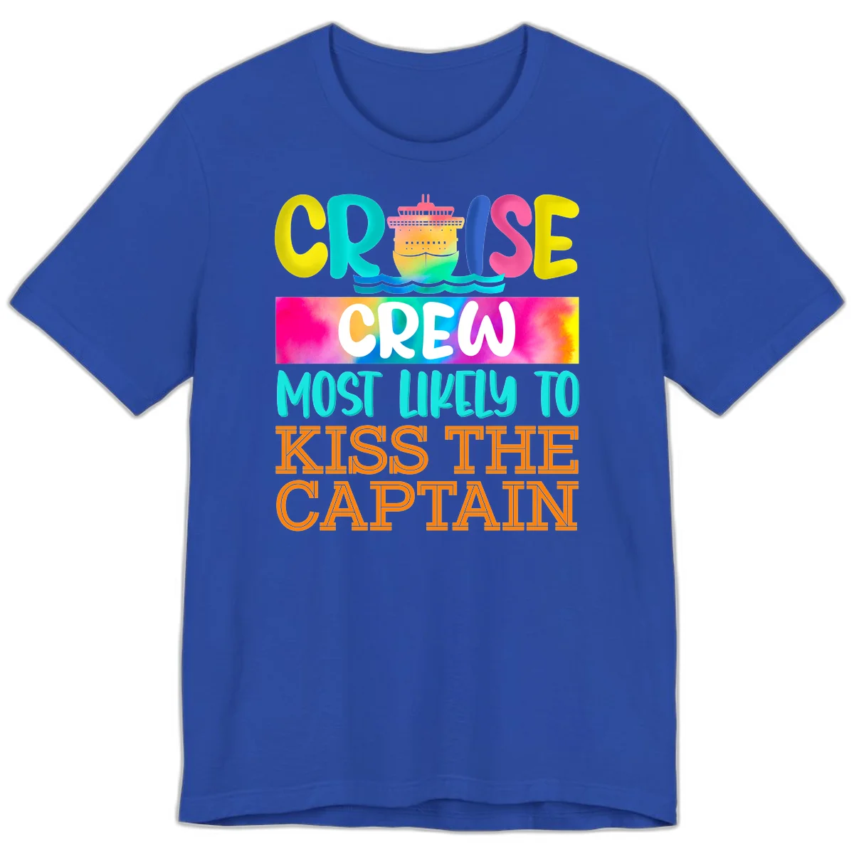 Cruise Crew Most Likely To Kiss The Captain Premium T-Shirt in True Royal