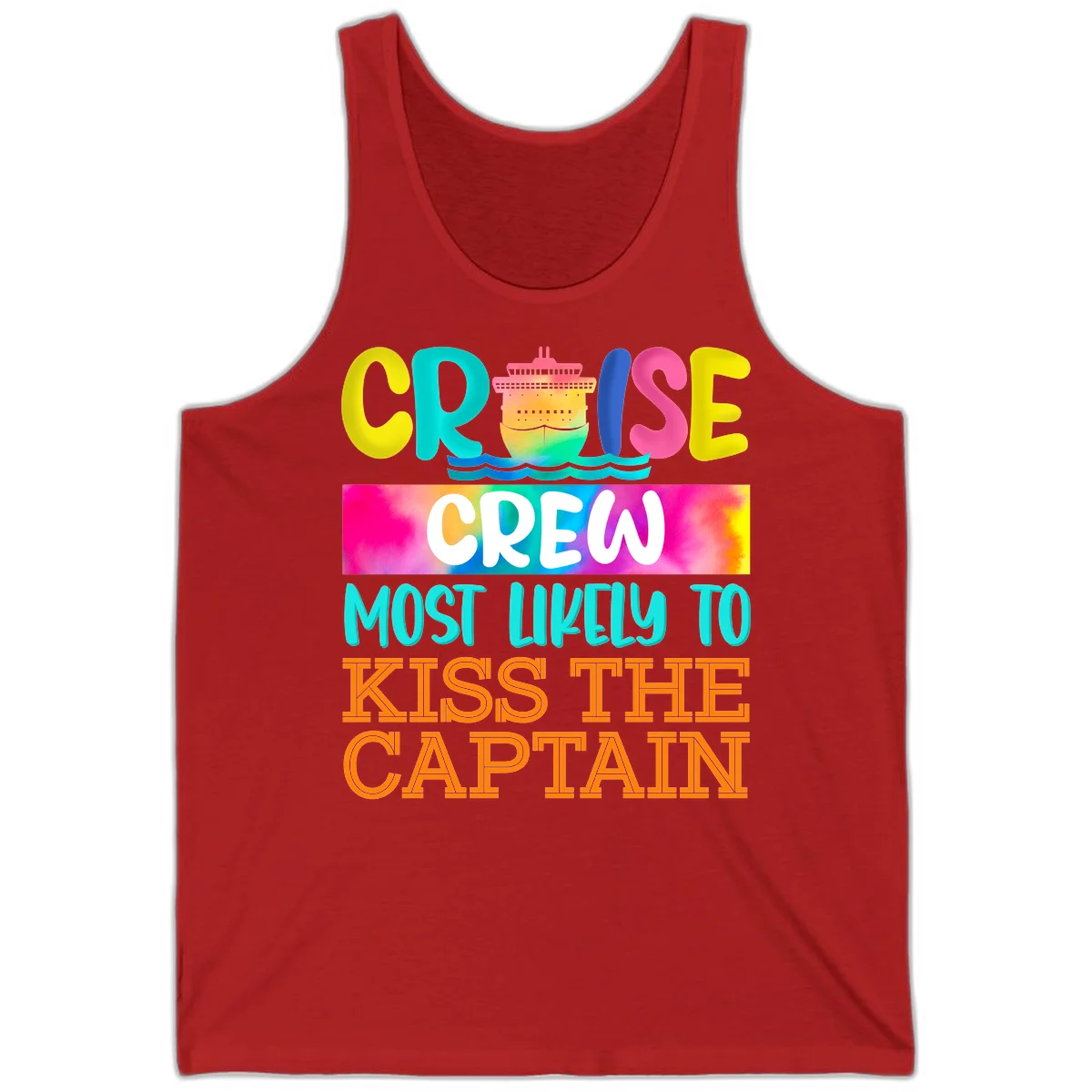 Cruise Crew Most Likely To Kiss The Captain Tank in Red