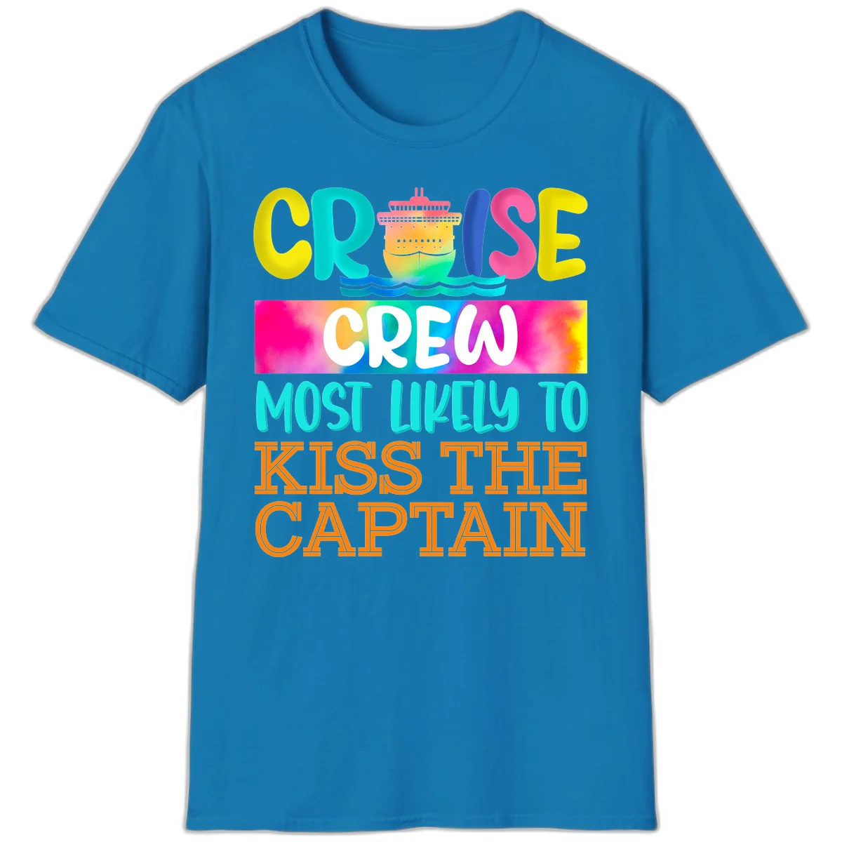 Cruise Crew Most Likely To Kiss The Captain T-Shirt in Sapphire