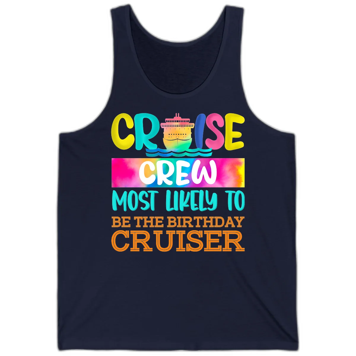 Cruise Crew Most Likely Birthday Tank Top in Navy