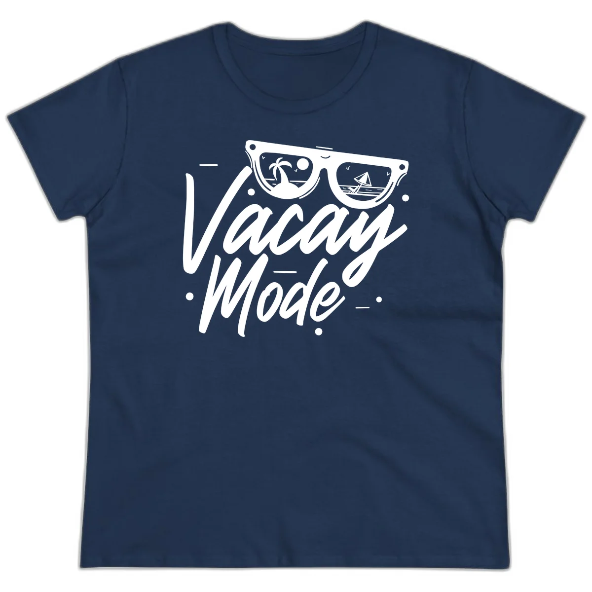 Warm Mode Cruise Vibes Ladies Tee in Navy