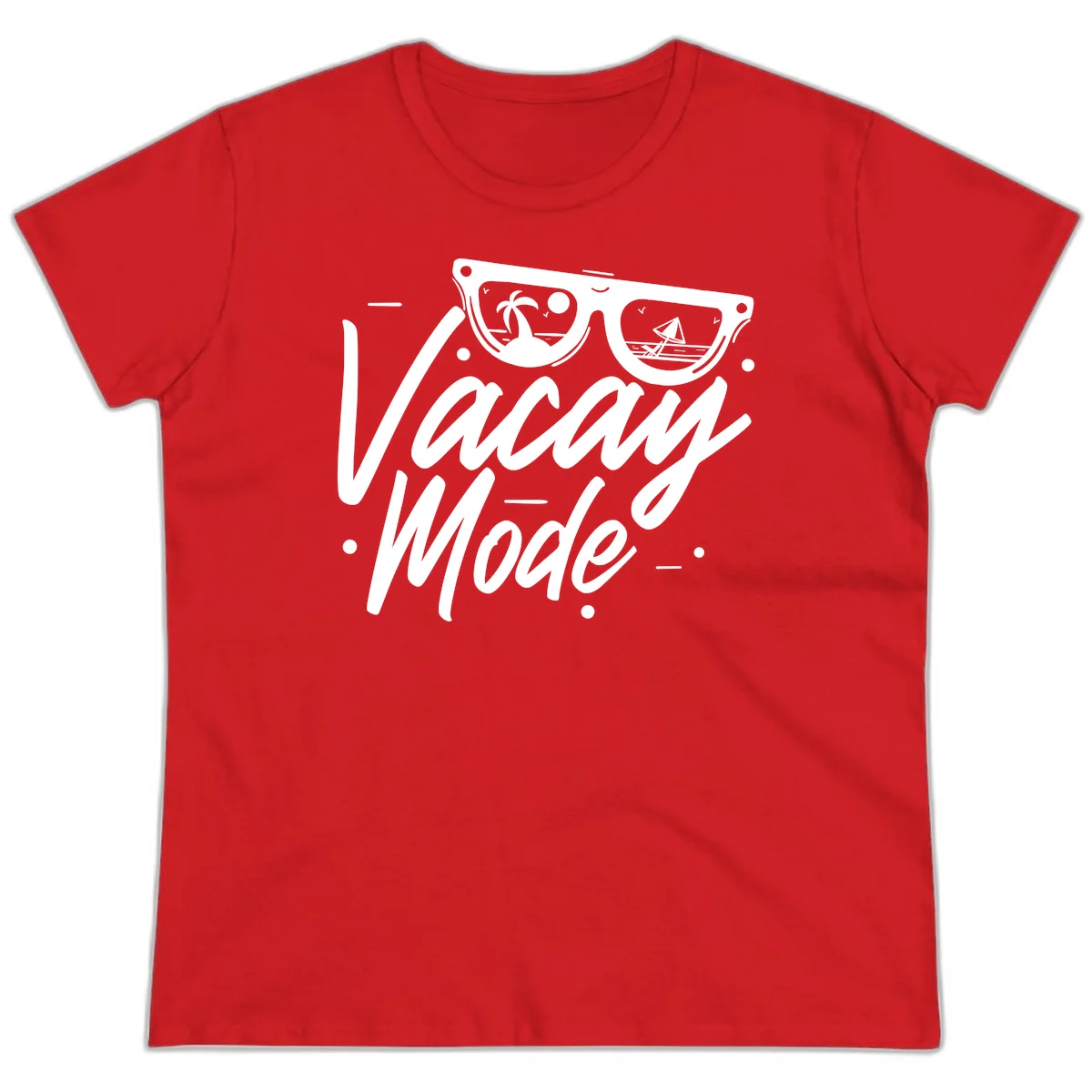 Warm Mode Cruise Vibes Ladies Tee in Red