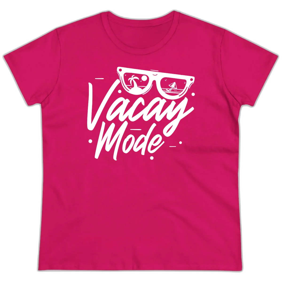 Warm Mode Cruise Vibes Ladies Tee in Heliconia