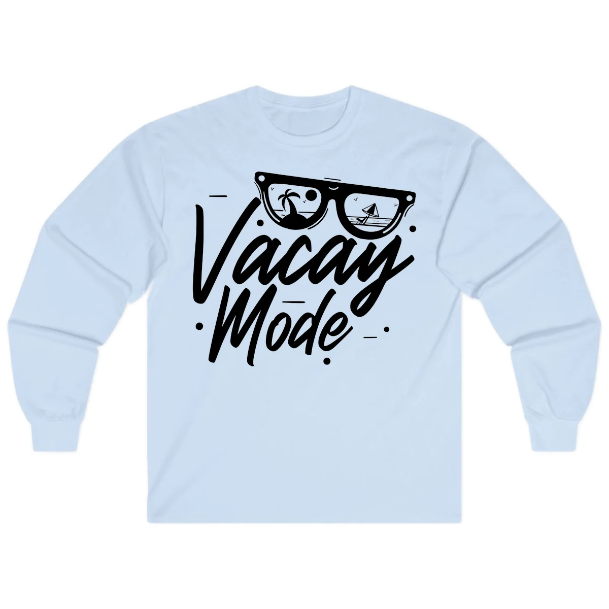 Warm Mode Cruise Vibes Long Sleeve T-Shirt in Light Blue