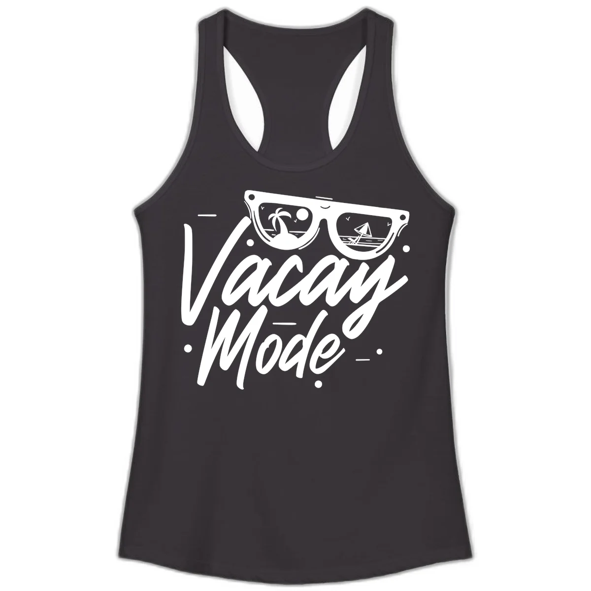Warm Mode Cruise Vibes Ladies Racerback Tank in Black
