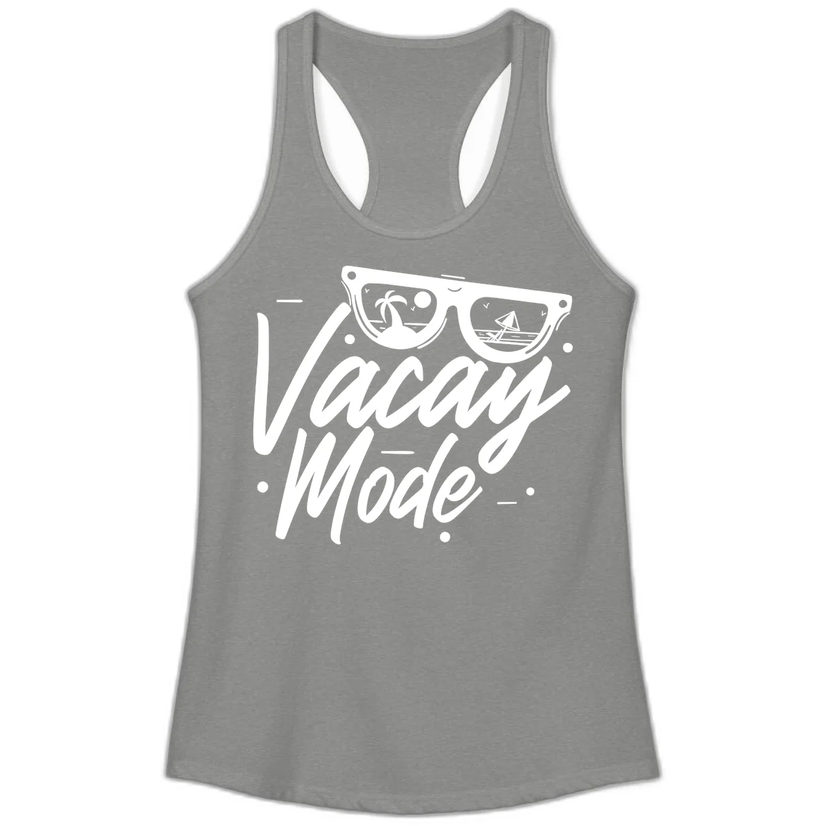 Warm Mode Cruise Vibes Ladies Racerback Tank in Heather Grey