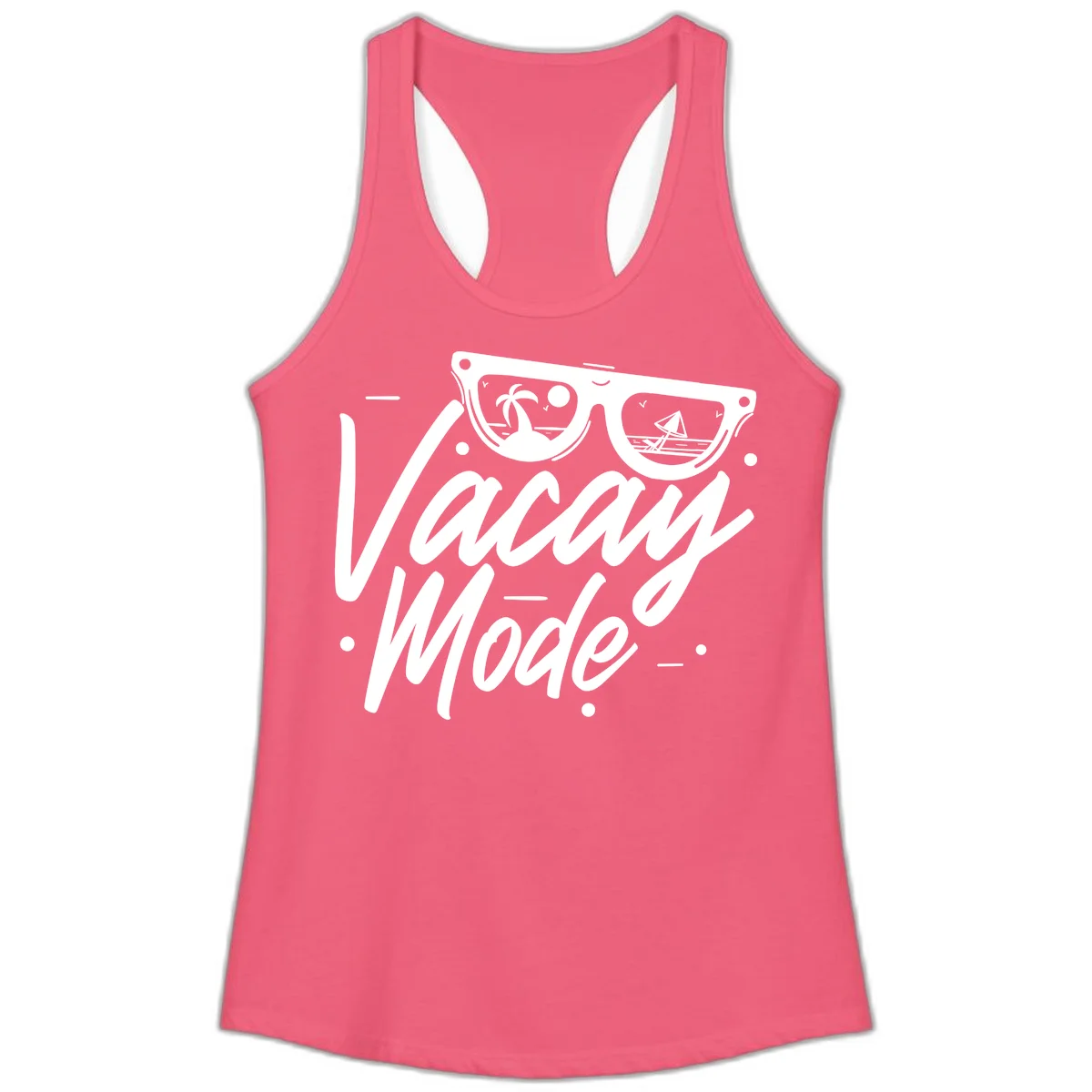 Warm Mode Cruise Vibes Ladies Racerback Tank in Hot Pink