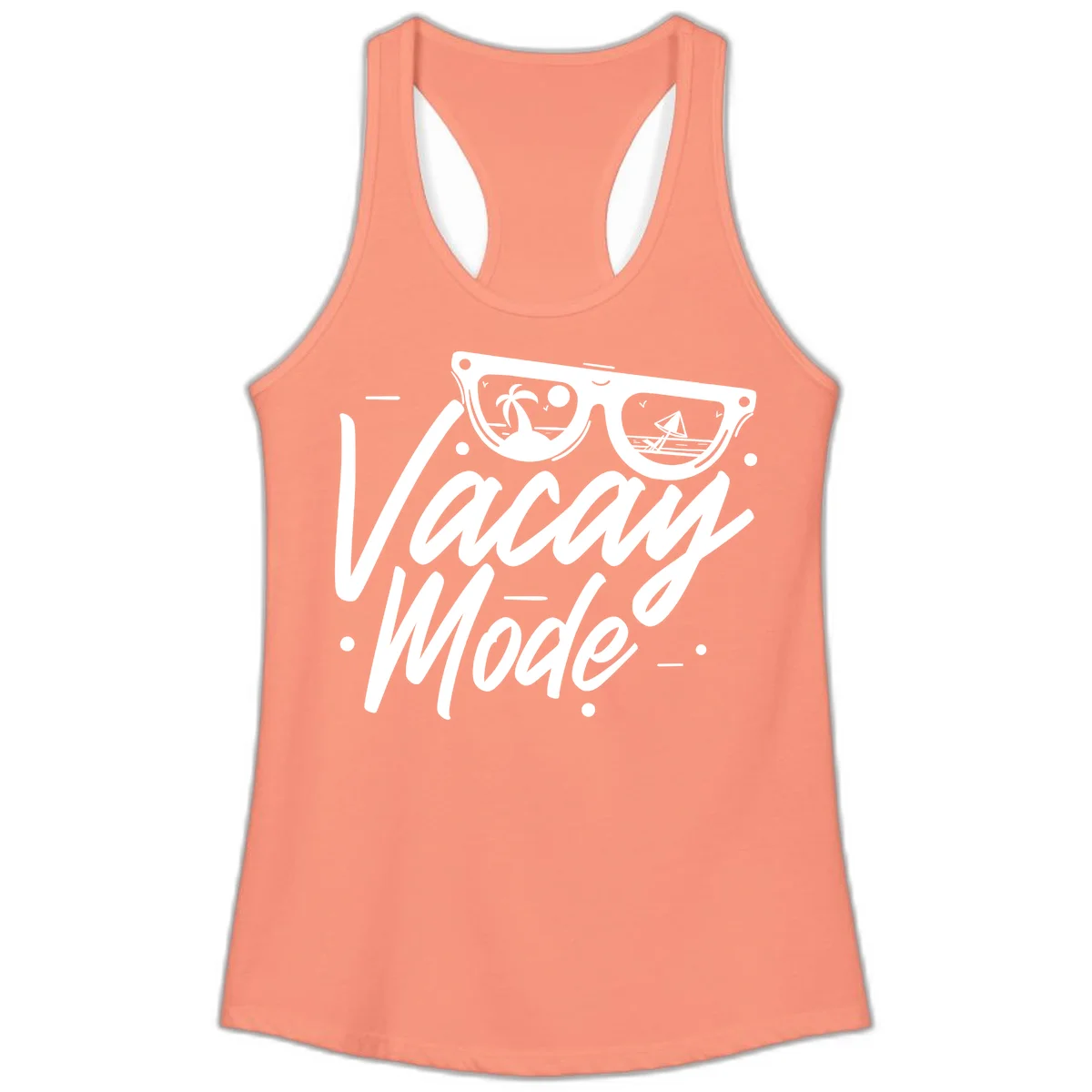 Warm Mode Cruise Vibes Ladies Racerback Tank in Solid Light Orange