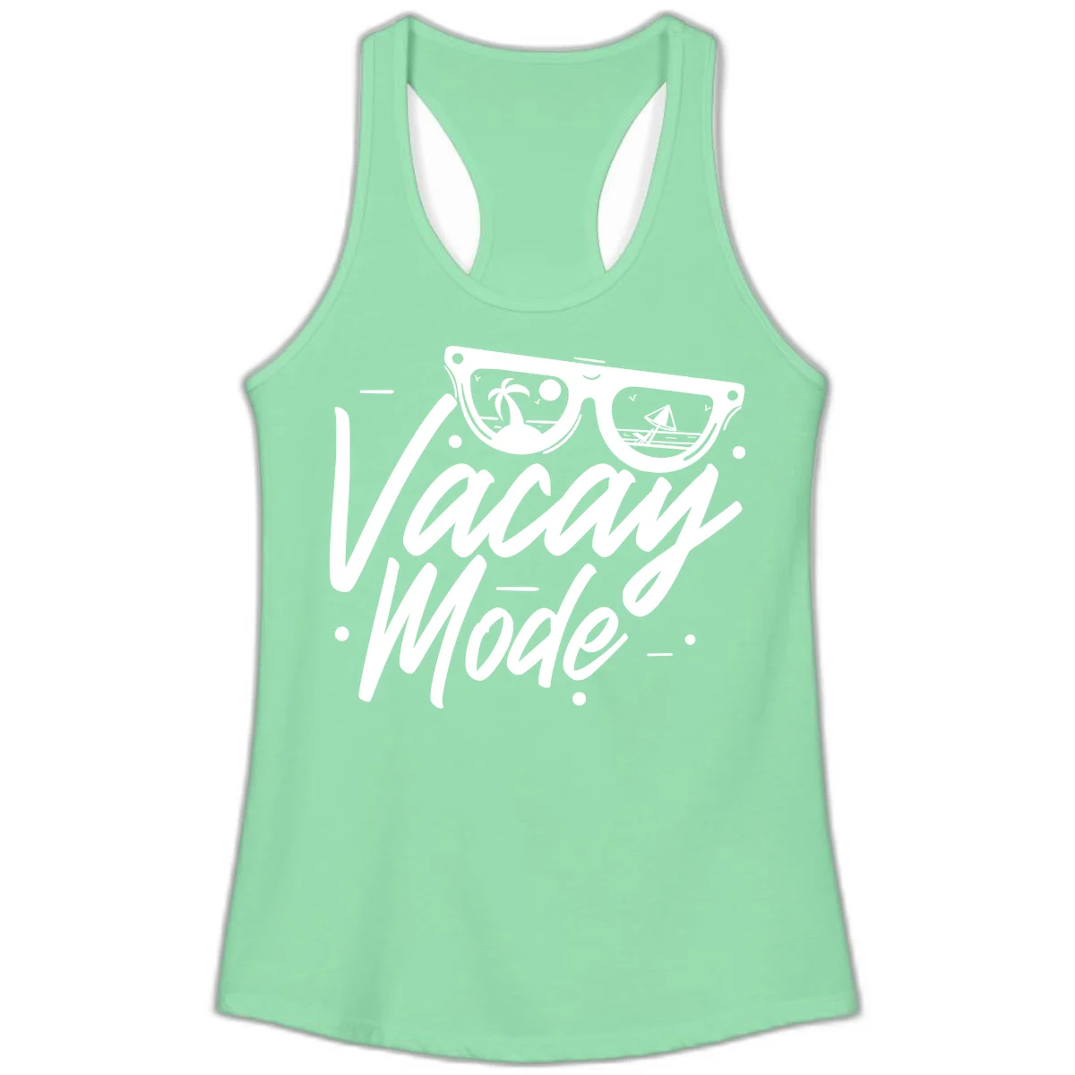 Warm Mode Cruise Vibes Ladies Racerback Tank in Solid Mint