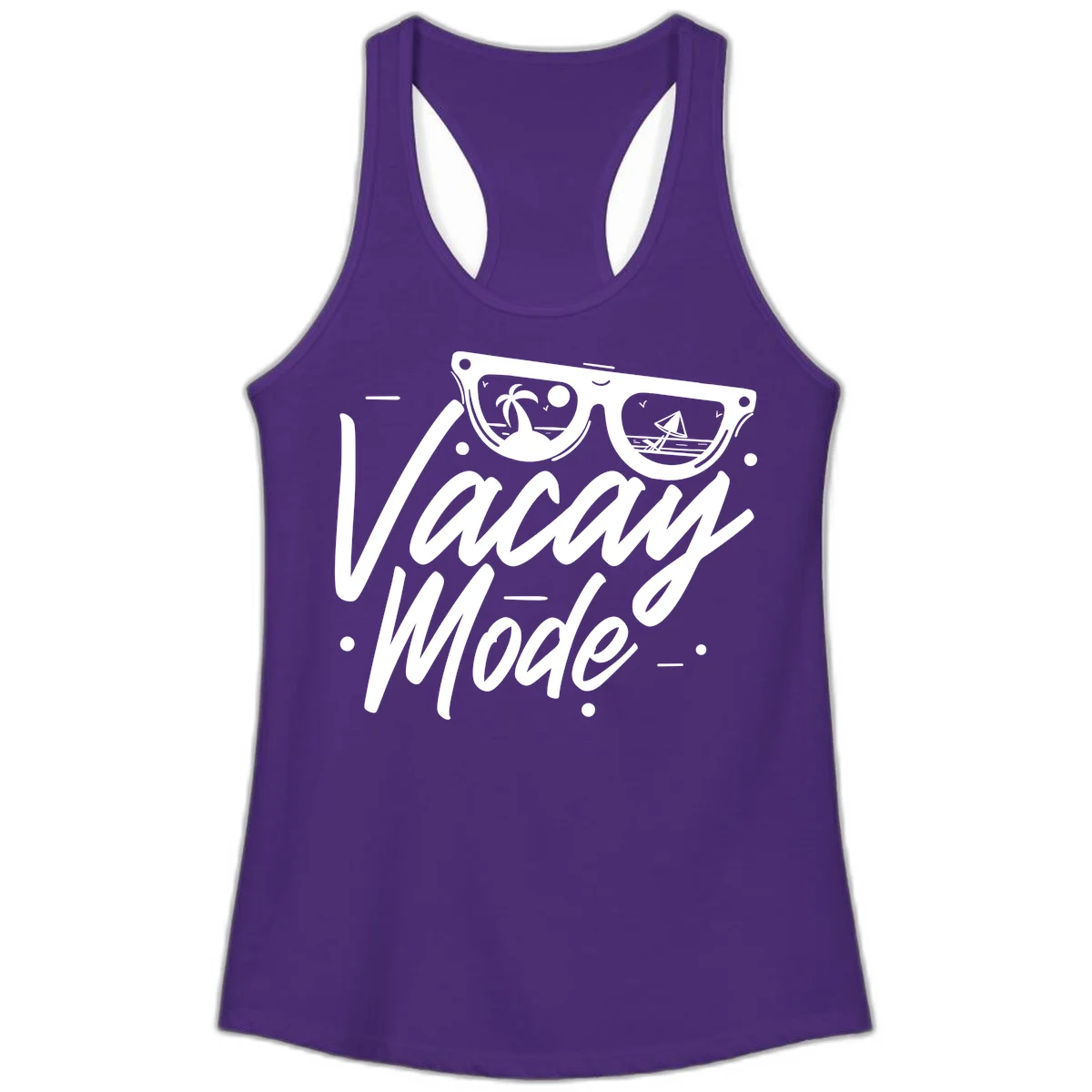 Warm Mode Cruise Vibes Ladies Racerback Tank in Solid Purple Rush