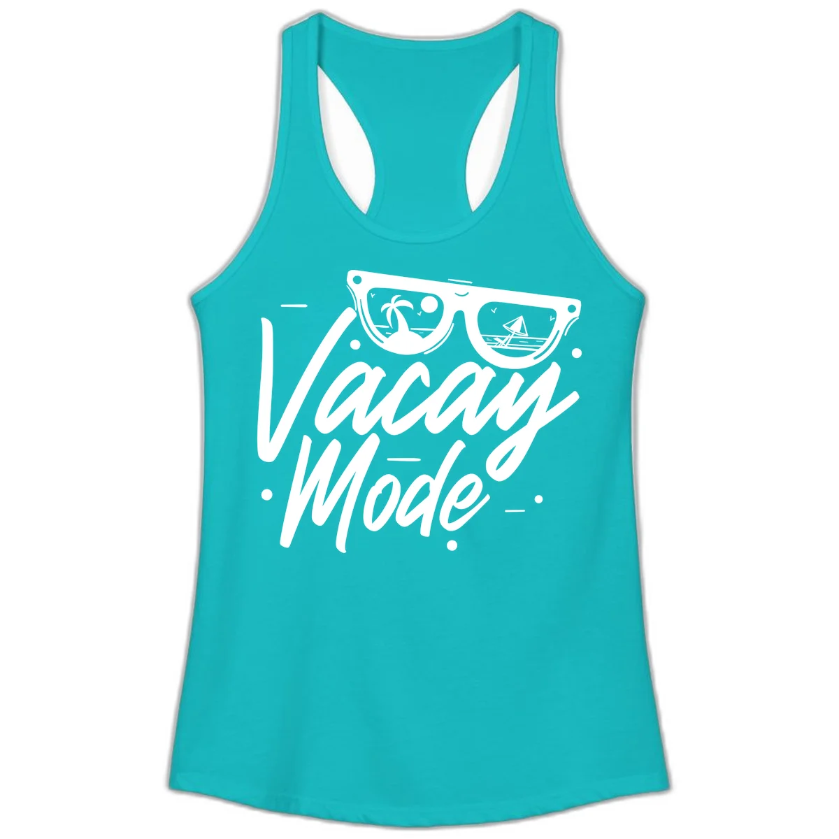 Warm Mode Cruise Vibes Ladies Racerback Tank in Tahiti Blue