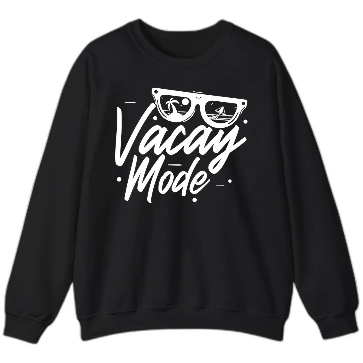 Warm Mode Cruise Vibes Crewneck Sweatshirt in Black