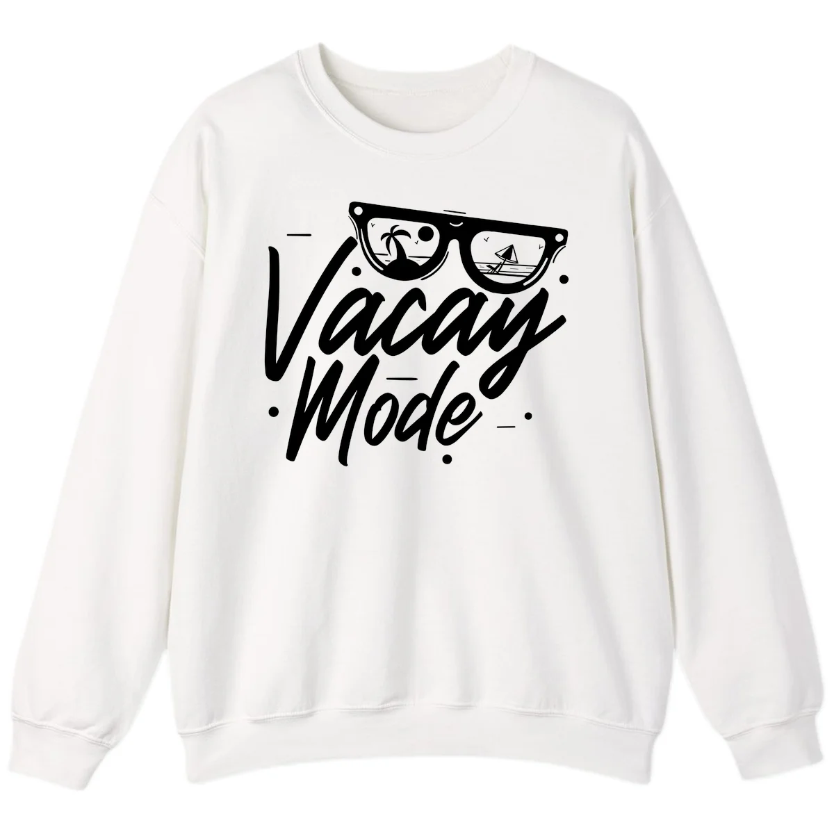 Warm Mode Cruise Vibes Crewneck Sweatshirt in White