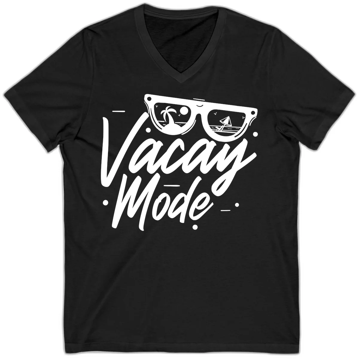 Warm Mode Cruise Vibes V-Neck T-Shirt in Black
