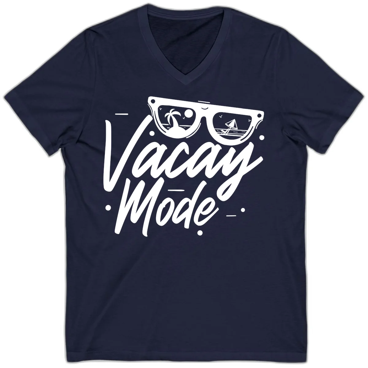 Warm Mode Cruise Vibes V-Neck T-Shirt in Navy