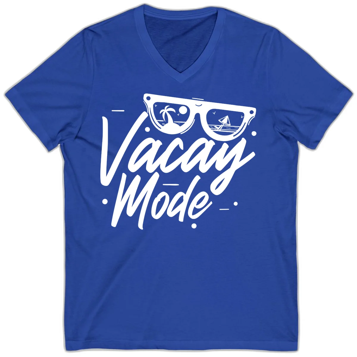 Warm Mode Cruise Vibes V-Neck T-Shirt in True Royal