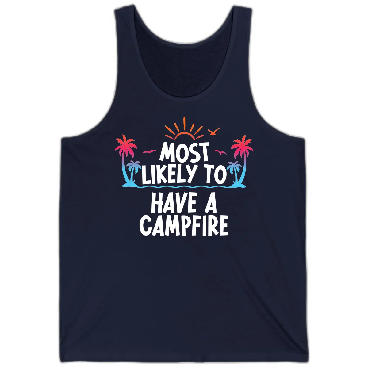 Most Likely To Have A Campfire Tank Top in Navy