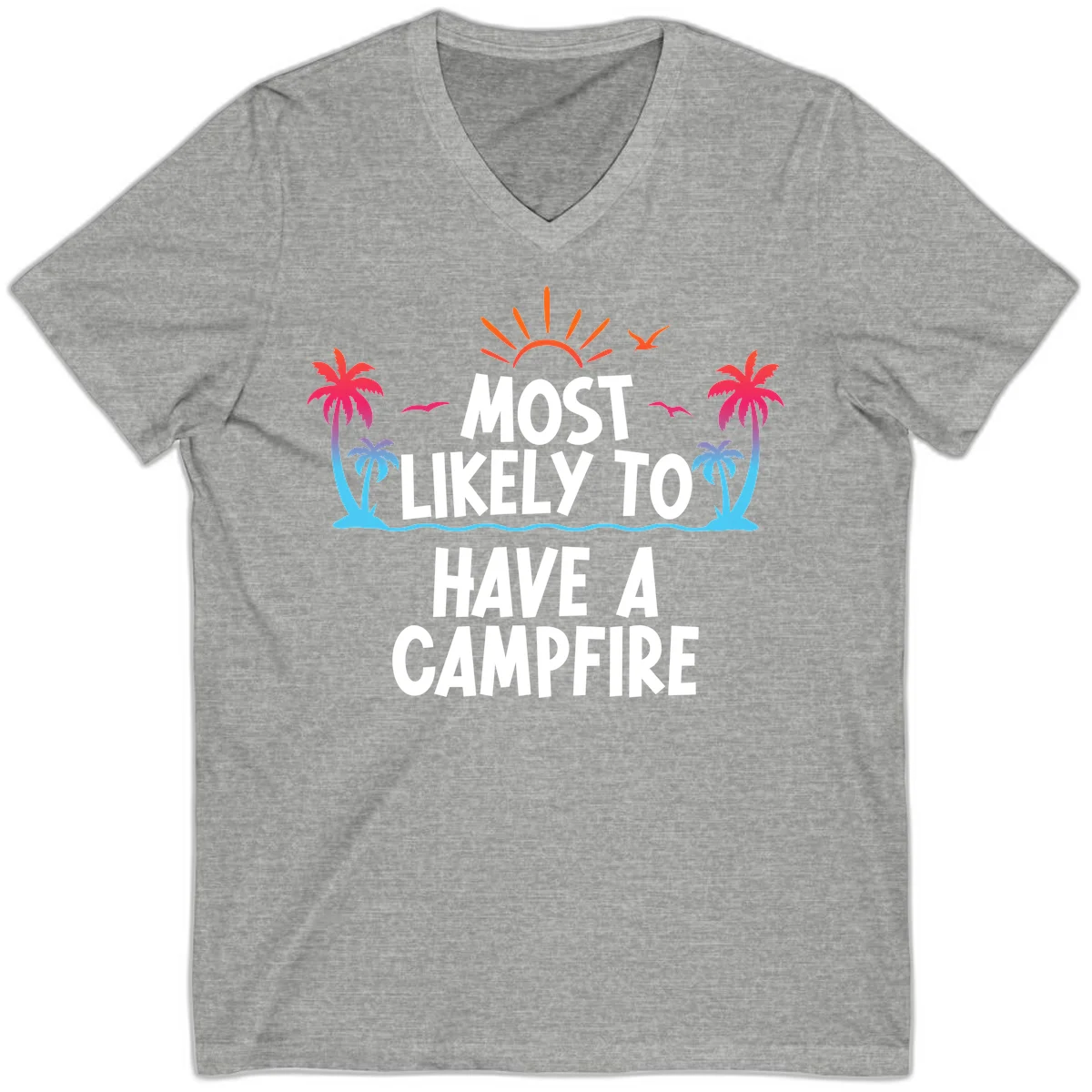 Most Likely To Have A Campfire V-Neck Tee in Athletic Heather