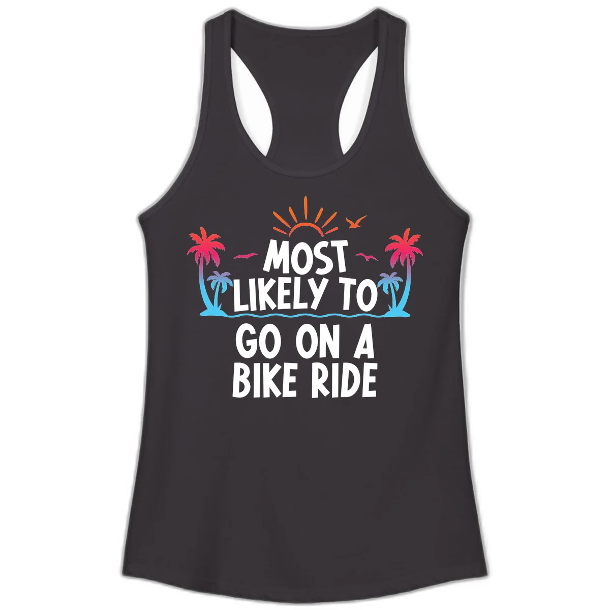Most Likely To Go On A Bike Ride Ladies Tank in Black